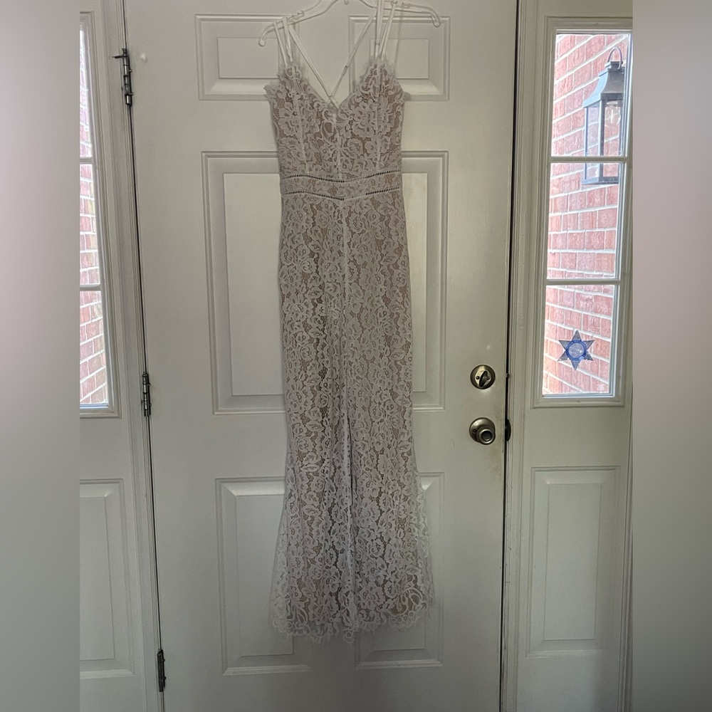 Formal Ivory lace jumpsuit. NWT. Retails did 89.99. Perfect for a a bride to be!